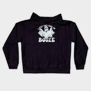 I Put The Boo In Booze Funny Halloween Ghost Drinking Party Costume Kids Hoodie